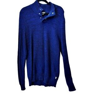 Brooklyn Industrial 1/4 Snap Mock Neck Ribbed Knit Pullover Sweater Mens Size M